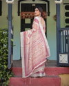 Linen 136 By Almari Pure Linen Saree With Tassels Wholesale Clothing Suppliers In India